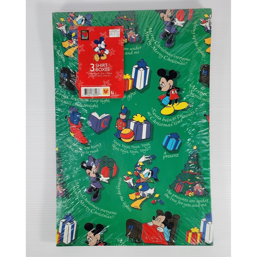 Mickey Unlimited Christmas Gift Boxes 3 Holiday Shirt Box Lids Donald Vintage
